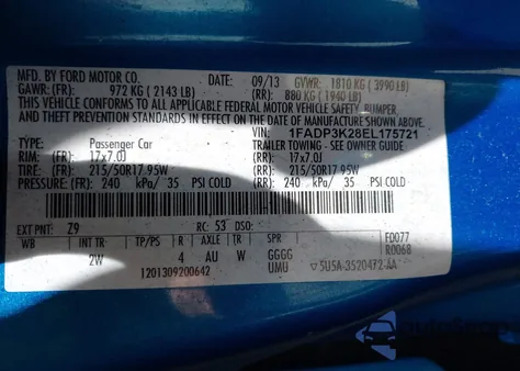 2014 Ford Focus Se z USA, uszkodzony, nr VIN 1FADP3K28EL175721